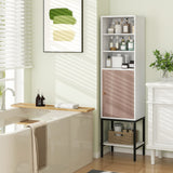 57 Inch Bathroom Tall Cabinet with 1 Door and 4 Shelves Narrow Storage Unit