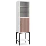 57 Inch Bathroom Tall Cabinet with 1 Door and 4 Shelves Narrow Storage Unit
