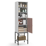 57 Inch Bathroom Tall Cabinet with 1 Door and 4 Shelves Narrow Storage Unit
