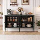 58" Vintage Buffet Cabinet with Pine Wood Legs and Adjustable Shelves for Kitchen