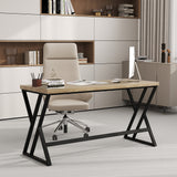 59 Inch Computer Desk with Heavy-duty Metal Frame and Crossbar-Gray