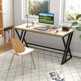 59 Inch Computer Desk with Heavy-duty Metal Frame and Crossbar-Gray