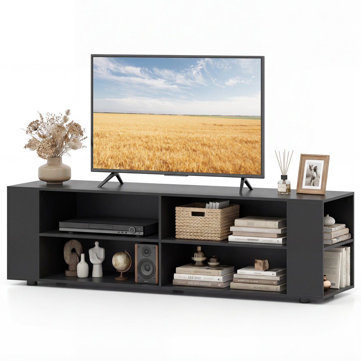 Console Storage Entertainment Media Wood TV Stand