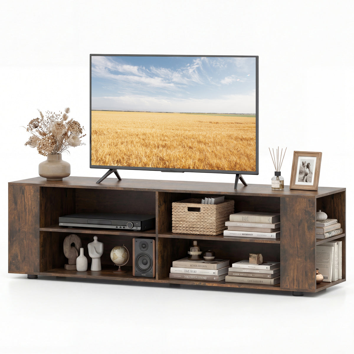 Console Storage Entertainment Media Wood TV Stand