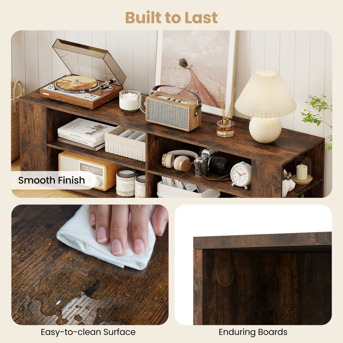 Console Storage Entertainment Media Wood TV Stand