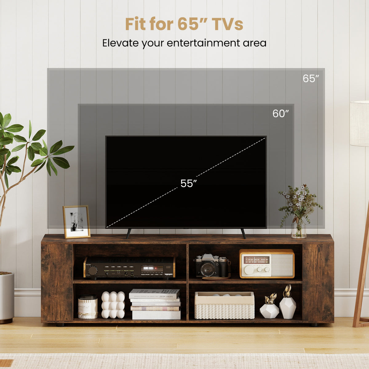 Console Storage Entertainment Media Wood TV Stand