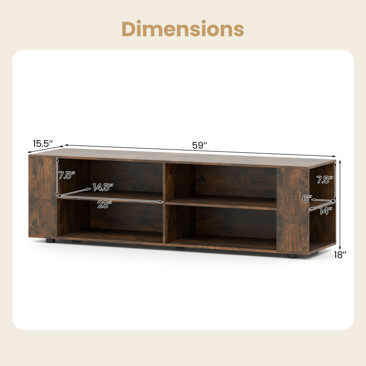 Console Storage Entertainment Media Wood TV Stand