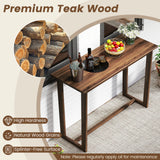 59 Inch Outdoor Bar Table with Slatted Top