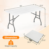 5FT Folding Picnic Table with Wood Grain HDPE Tabletop and  Non-slip Foot Pads