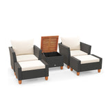 5 Pieces Patio Furniture Set with Loveseat and Armchairs for Porch