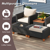 5 Pieces Patio Furniture Set with Loveseat and Armchairs for Porch