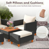5 Pieces Patio Furniture Set with Loveseat and Armchairs for Porch