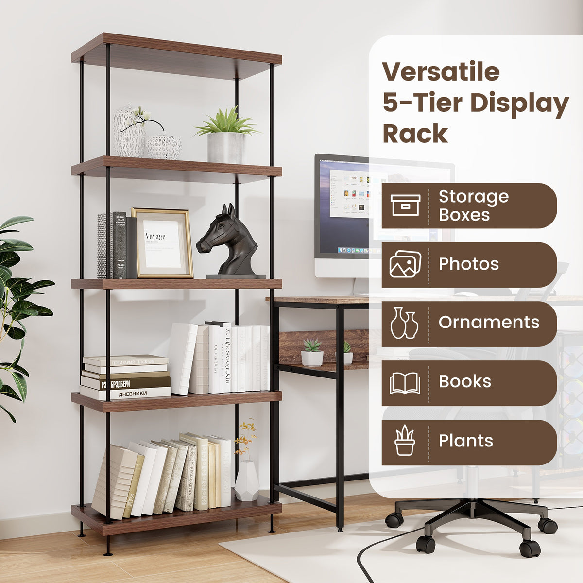 3-Tier Multipurpose Display Rack with Metal Frame