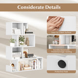5-Tier S-Shaped Bookshelf Geometric Z-Shelf Bookcase with Open Cubes