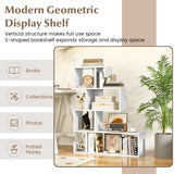 5-Tier S-Shaped Bookshelf Geometric Z-Shelf Bookcase with Open Cubes