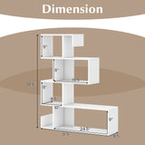 5-Tier S-Shaped Bookshelf Geometric Z-Shelf Bookcase with Open Cubes