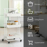 3-Tier Utility Cart Storage Rolling Cart with Casters