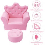 Pink Kids Sofa Armrest Couch with Ottoman