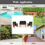 4 Pieces Patio Solid Wood Furniture Set