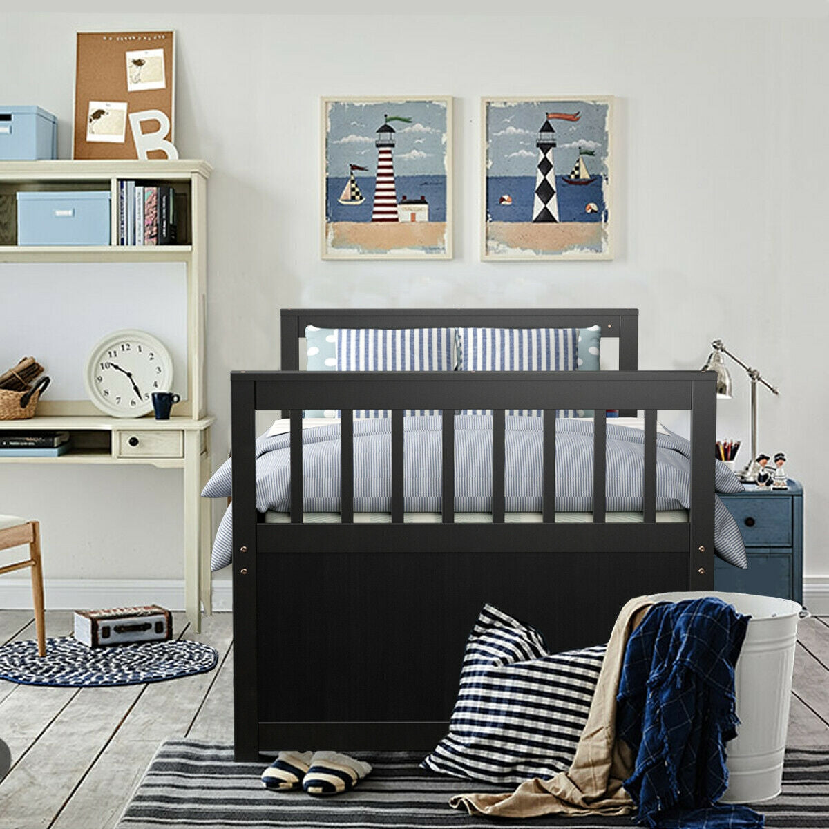 Twin Captainâs Bed with Trundle and 3 Storage Drawers