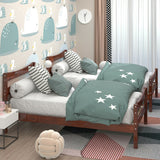 Twin Size Rustic Platform Bed Frame with Headboard and Footboard