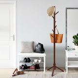 2 Heights Wooden Coat Rack with 8 Hooks