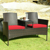 Modern Patio Conversation Set with Built-in Coffee Table and Cushions