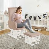 Baby Nursery Relax Rocker Rocking Chair Glider & Ottoman Set-Pink