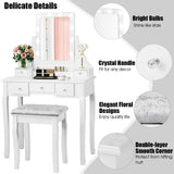 Vanity Dressing Table Set with 10 Dimmable Bulbs and Cushioned Stool