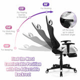PU Leather Gaming Chair with USB Massage and Lumbar Pillow Footrest