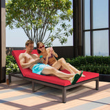 2-Person Patio Rattan Lounge Chair with Adjustable Backrest