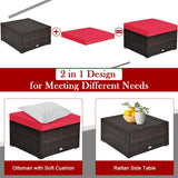 4 Pcs Ottoman Garden Deck Patio Rattan Wicker Furniture Set Cushioned Sofa