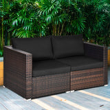 2PCS Patio Rattan Sectional Conversation Sofa Set