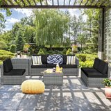 8 Piece Wicker Sofa Rattan Dinning Set Patio Furniture with Storage Table