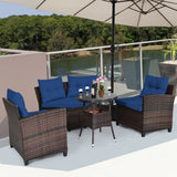 4 Pieces Furniture Patio Set Outdoor Wicker Sofa Set