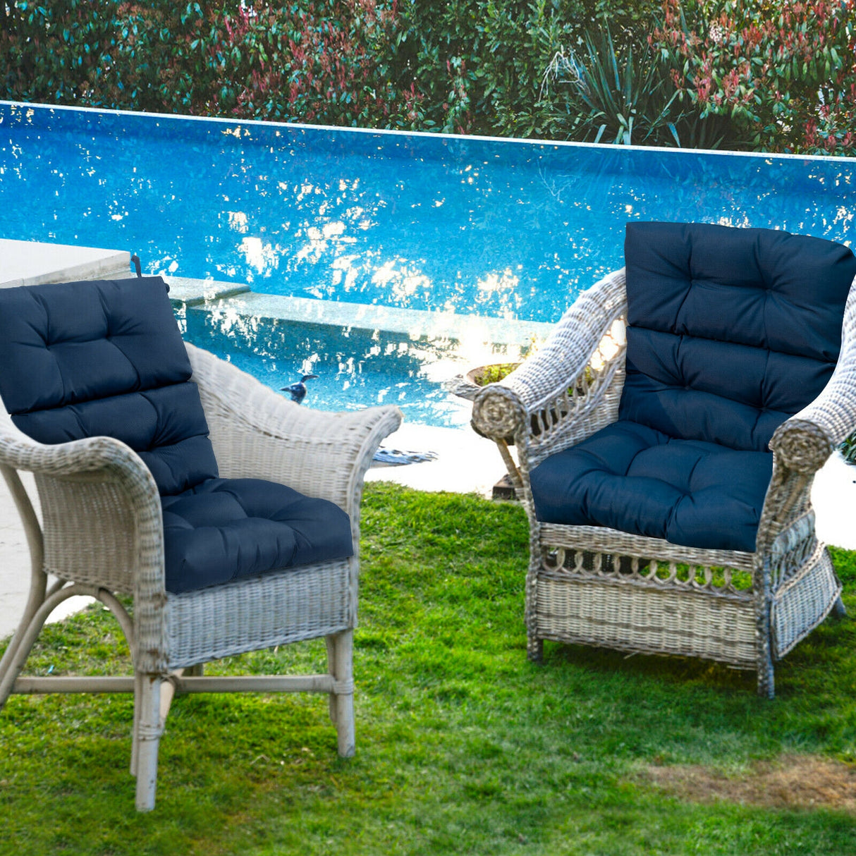 22 x 44 Inch Tufted Outdoor Patio Chair Seating Pad