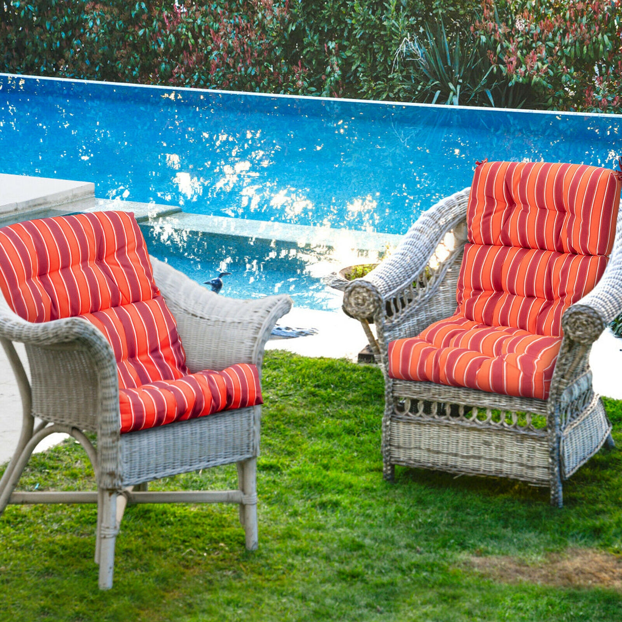 22 x 44 Inch Tufted Outdoor Patio Chair Seating Pad