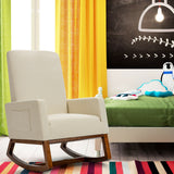 Rocking High Back Upholstered Lounge Armchair with Side Pocket