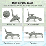 5 Position Adjustable Folding Lounger Chaise Chair on Wheels