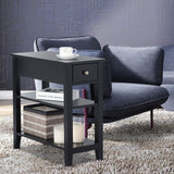 3-Tier Nightstand Bedside Table Sofa Side with Double Shelves Drawer