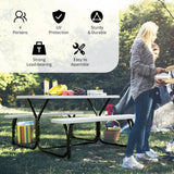 HDPE Outdoor Picnic Table Bench Set with Metal Base