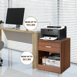 2 Pieces Nightstand with Storage Drawer and Cabinet-Brown