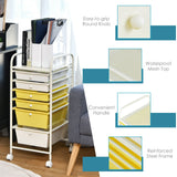 6 Drawers Rolling Storage Cart Organizer-Transparent
