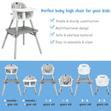 4-in-1 Baby Convertible Toddler Table Chair Set with PU Cushion