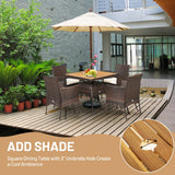 Outdoor 5 Pieces Dining Table Set with 1 Table and 4 Single Sofas