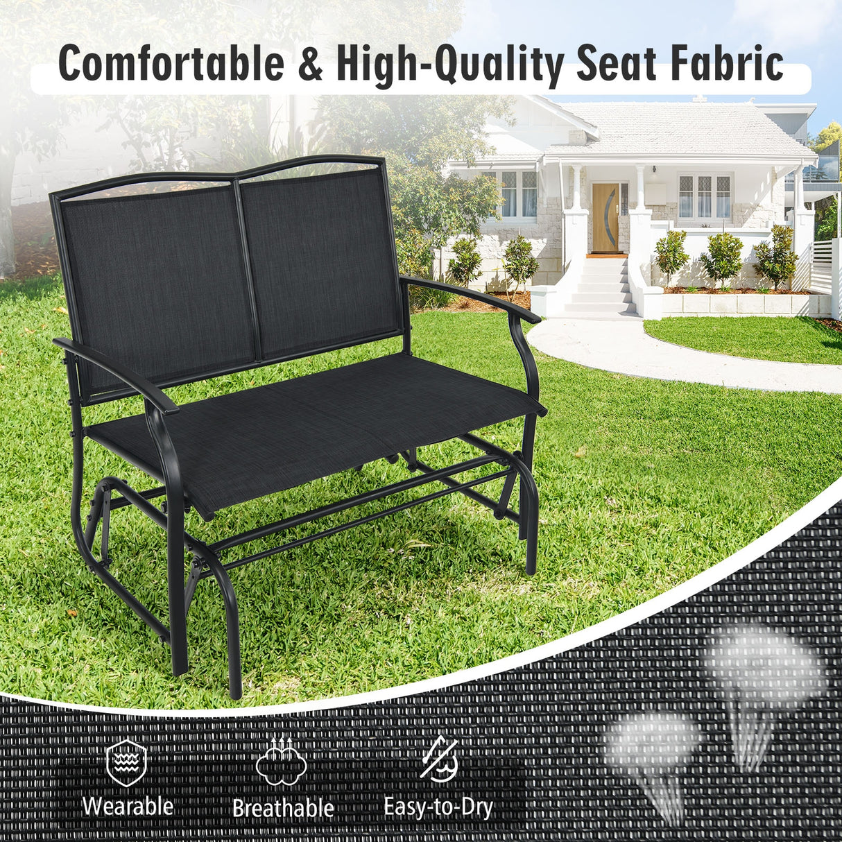 Outdoor Iron Patio Rocking Chair for Backyard and Lawn