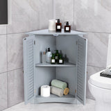 Adjustable Corner Storage Cabinet with Shutter Doors