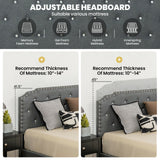 Upholstered Bed Frame with Adjustable Diamond Button Headboard-Full Size