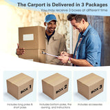 10 x 16/10 x 20 Feet Outdoor Heavy-Duty Carport with 2 Doors