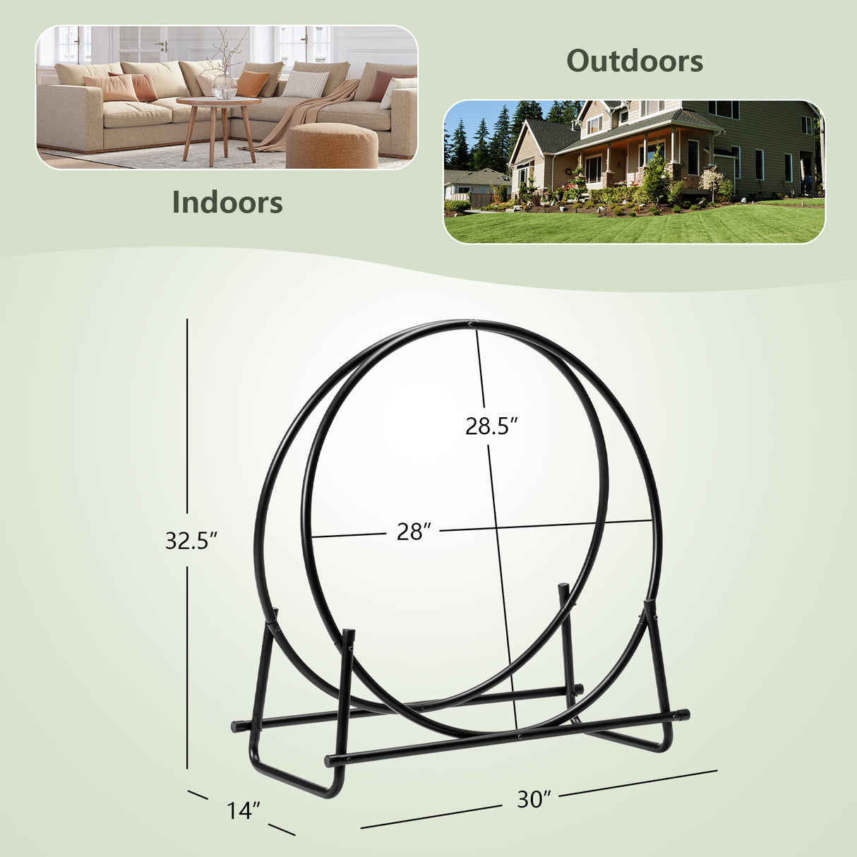 40-inch Tubular Steel Firewood Storage Rack
